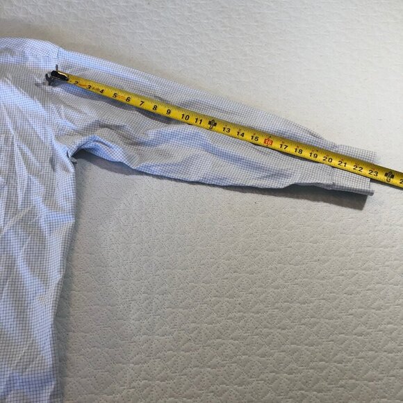 Brooks Brothers 1818 orig polo Mens Size 17/34 Shirt Small Blue Check Pattern - Picture 8 of 9